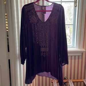 Deep purple Johnny Was velvet tunic